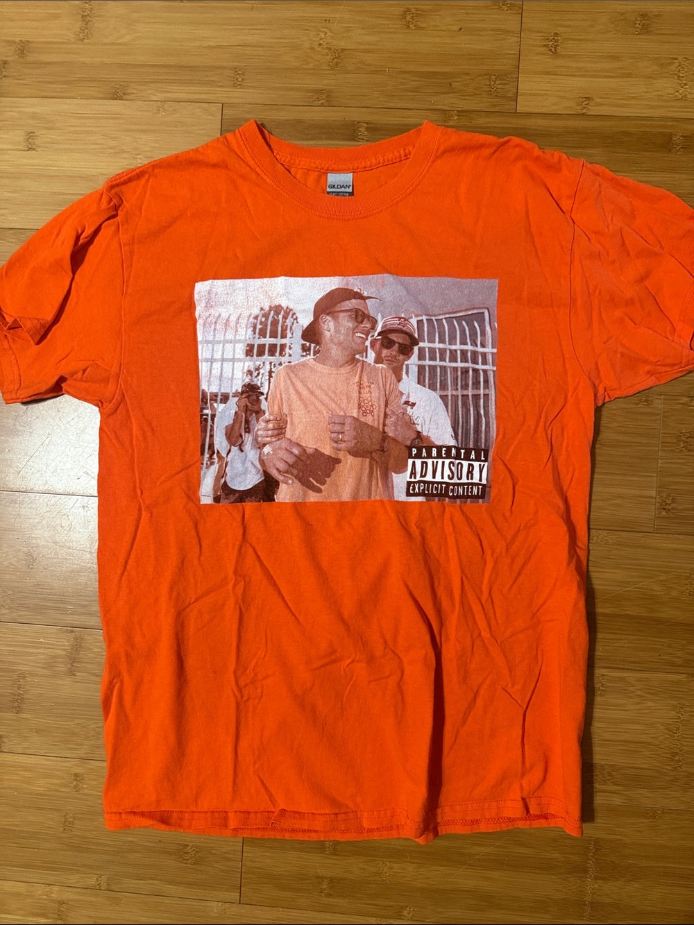 Gildan Men’s Bright Orange Photo Graphic Short Sleeve Tee